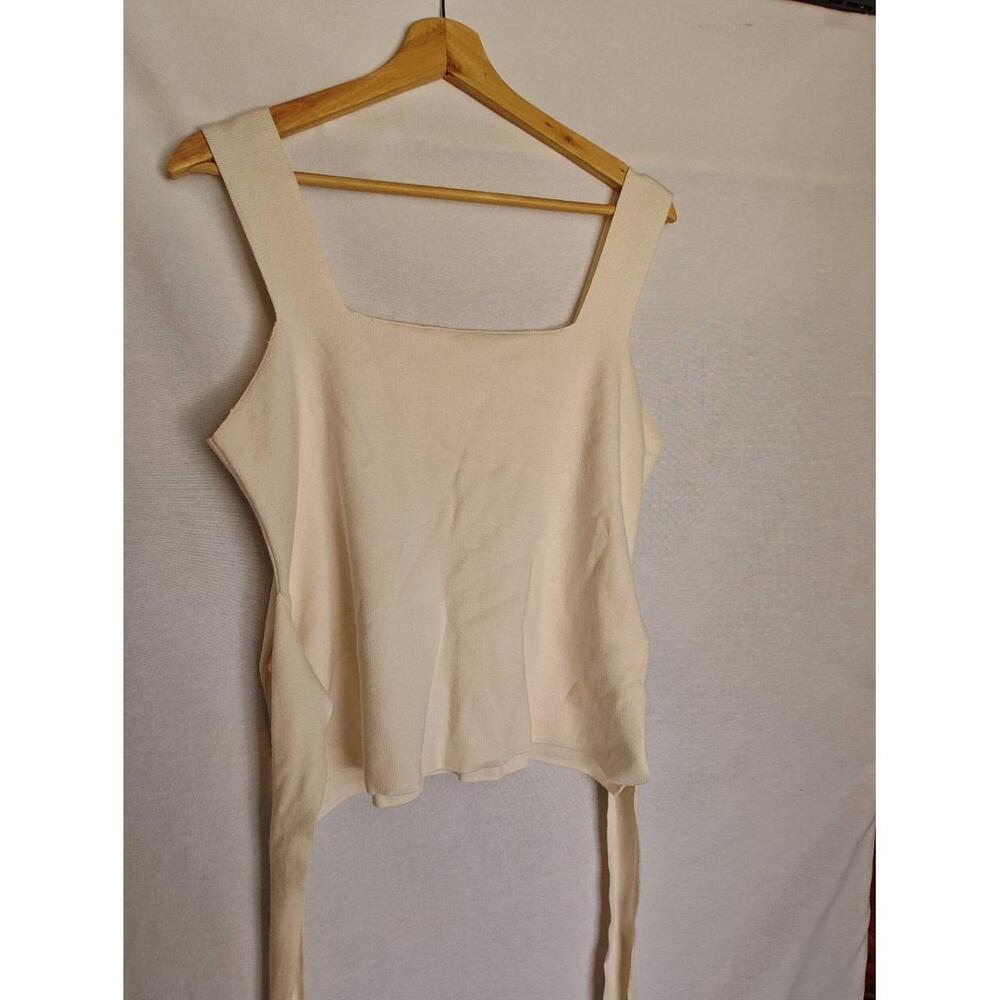 Anthropologie Harlow Knit Tank Cream Off‎ White Large L Tie Detail - Picture 3 of 10